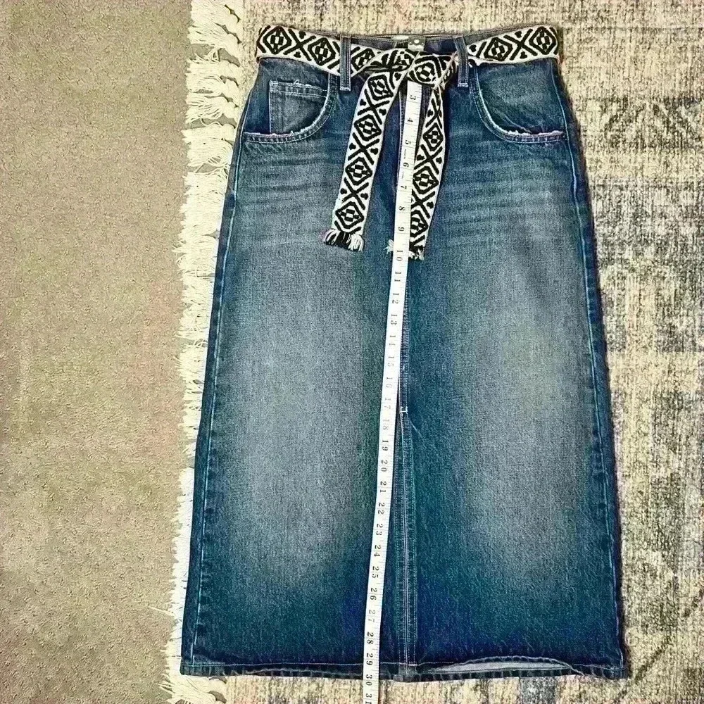 Current/Elliott Women’s The Slit Midi Rincon Skirt with Belt Size 24 - Picture 9 of 14